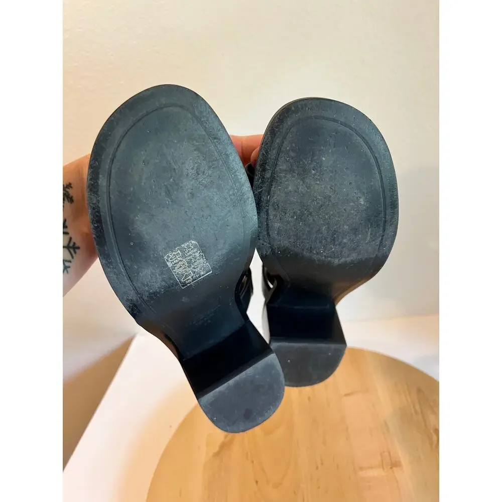 Rag & Bone Black Genuine Leather Silver Studded Chunky Sandal Size 7.5-8 / 38